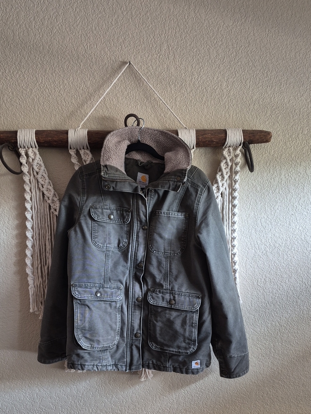 Carhartt Women's Olive Green Sherpa Collar Utility Jacket
